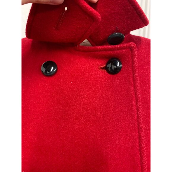 Vintage 1980s International Scene Red Pure Wool Double-Breasted Coat - Picture 8 of 16